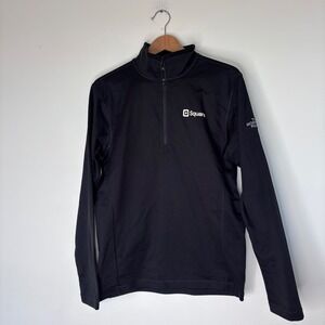 The North Face Three Quarter Zip Black Pullover w Square Embroidered Logo Small
